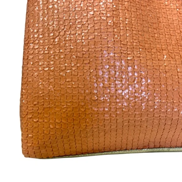 Big Buddha Tote Bag Coral Textured Pattern Gold Trim - Picture 4 of 15